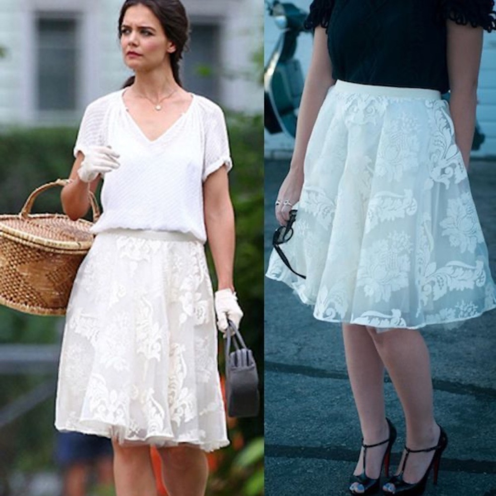 Elegant White Floral Skirt